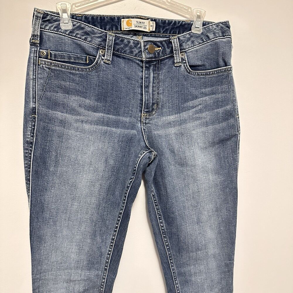 Womens Carhartt Layton Slim Fit Skinny Leg Denim Jeans 8 Regular Western Work - Picture 2 of 9